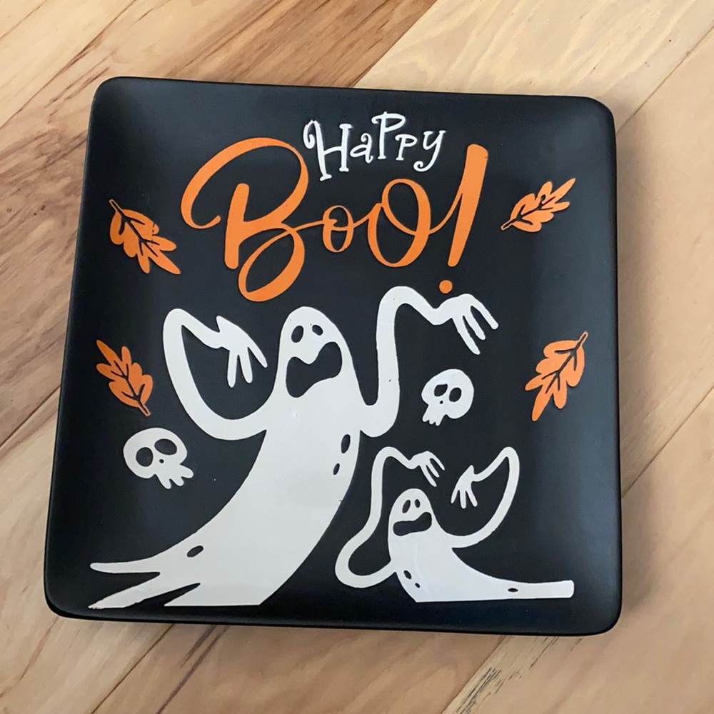 Happy Boo ghost Square Halloween Plate Platter